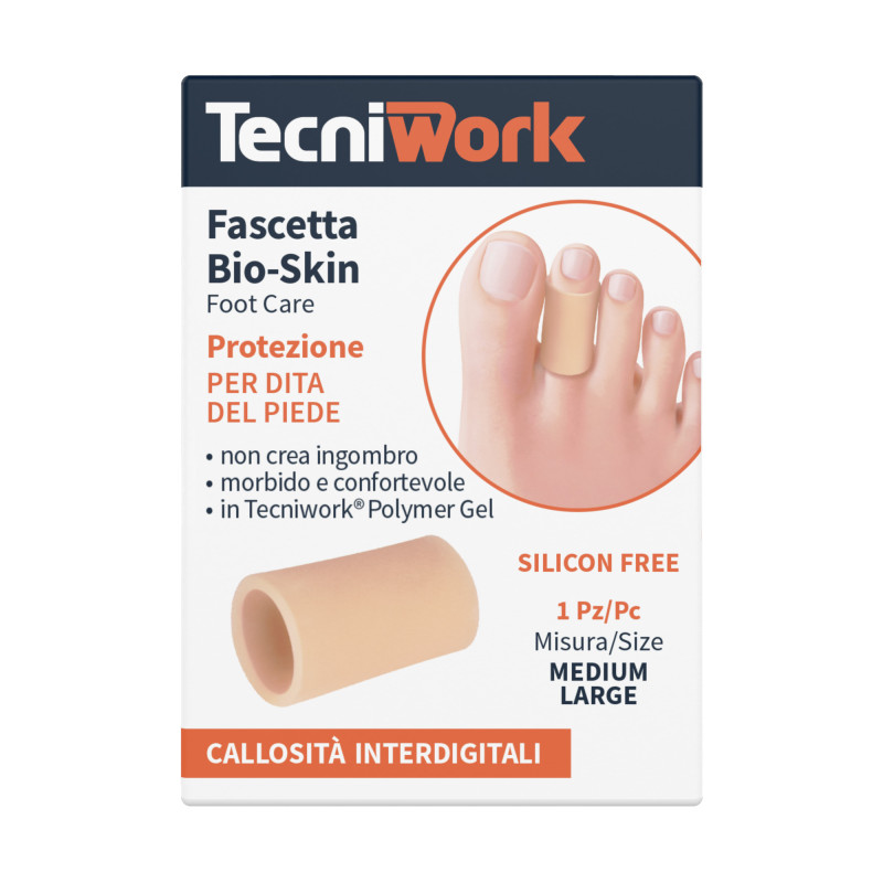 Fascetta tubolare per dita dei piedi in Tecniwork Polymer Gel color pelle Bio-Skin misura Medium/Large 1 pz
