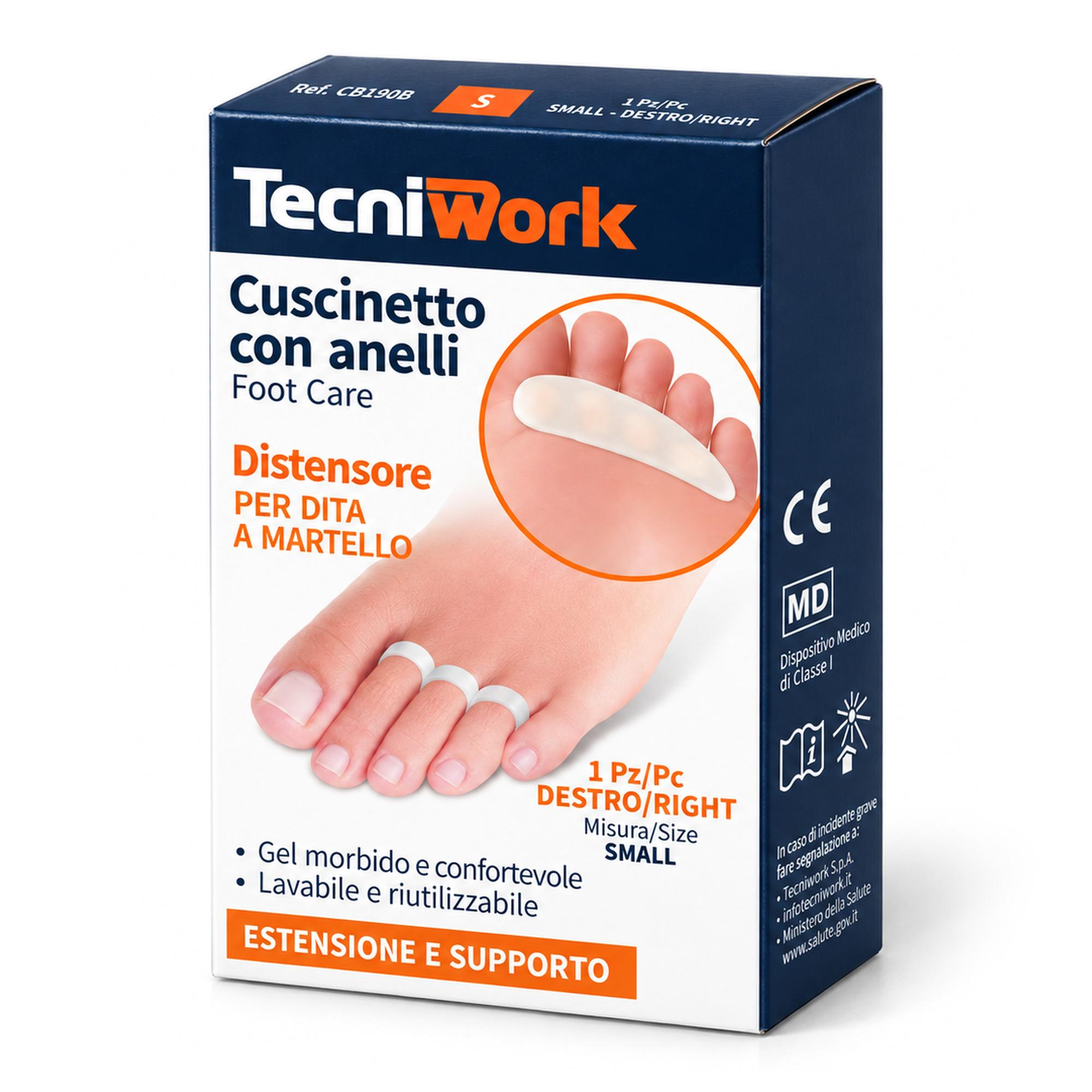 Cuscinetto con anelli per dita a martello in Gel misura Small piede destro 1 pz