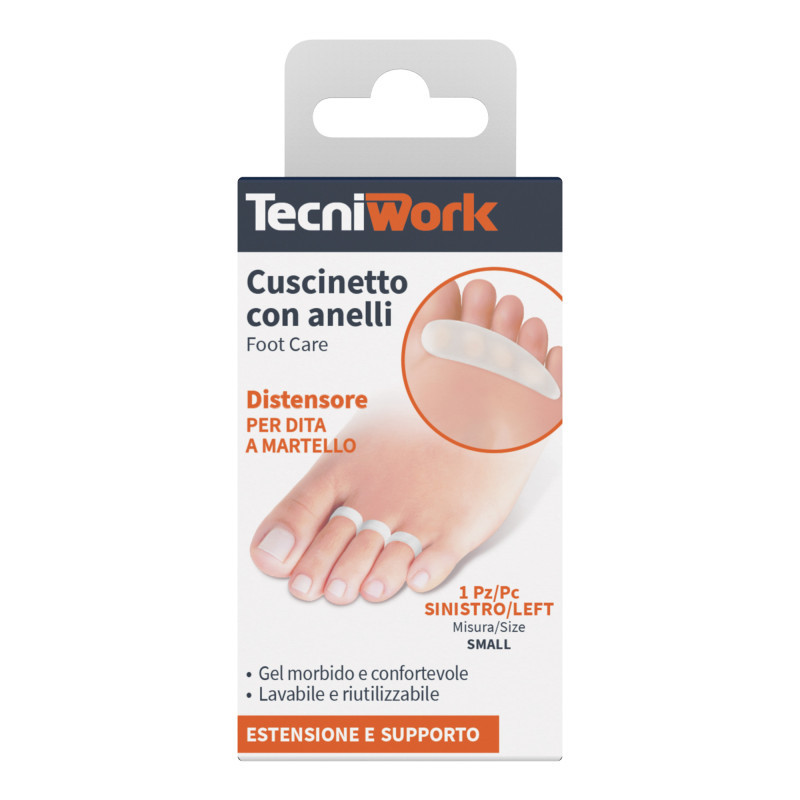 Cuscinetto con anelli per dita a martello in Gel misura Small piede sinistro 1 pz
