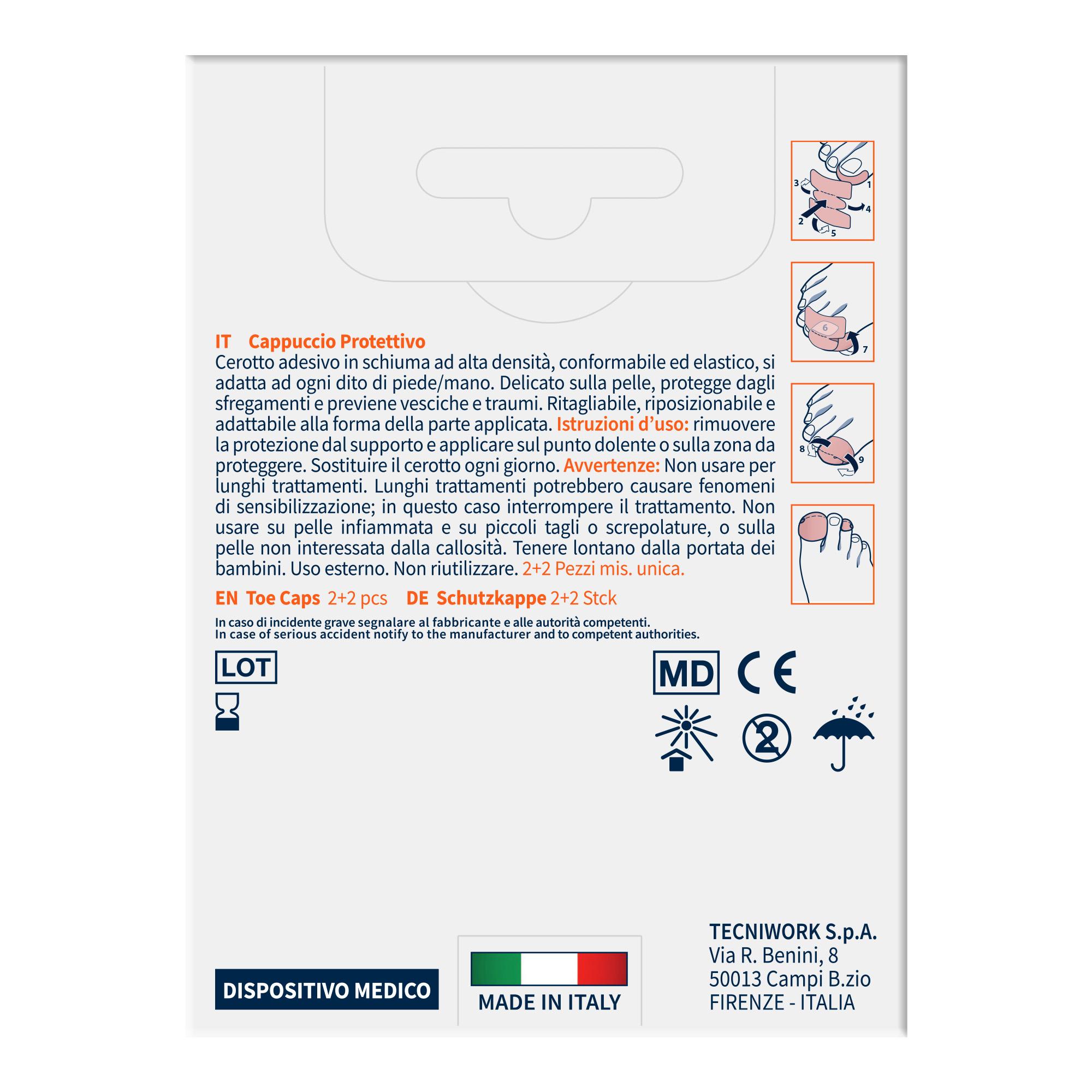 Cappuccio protettivo dita prevenzione per traumi e vesciche 4 pz