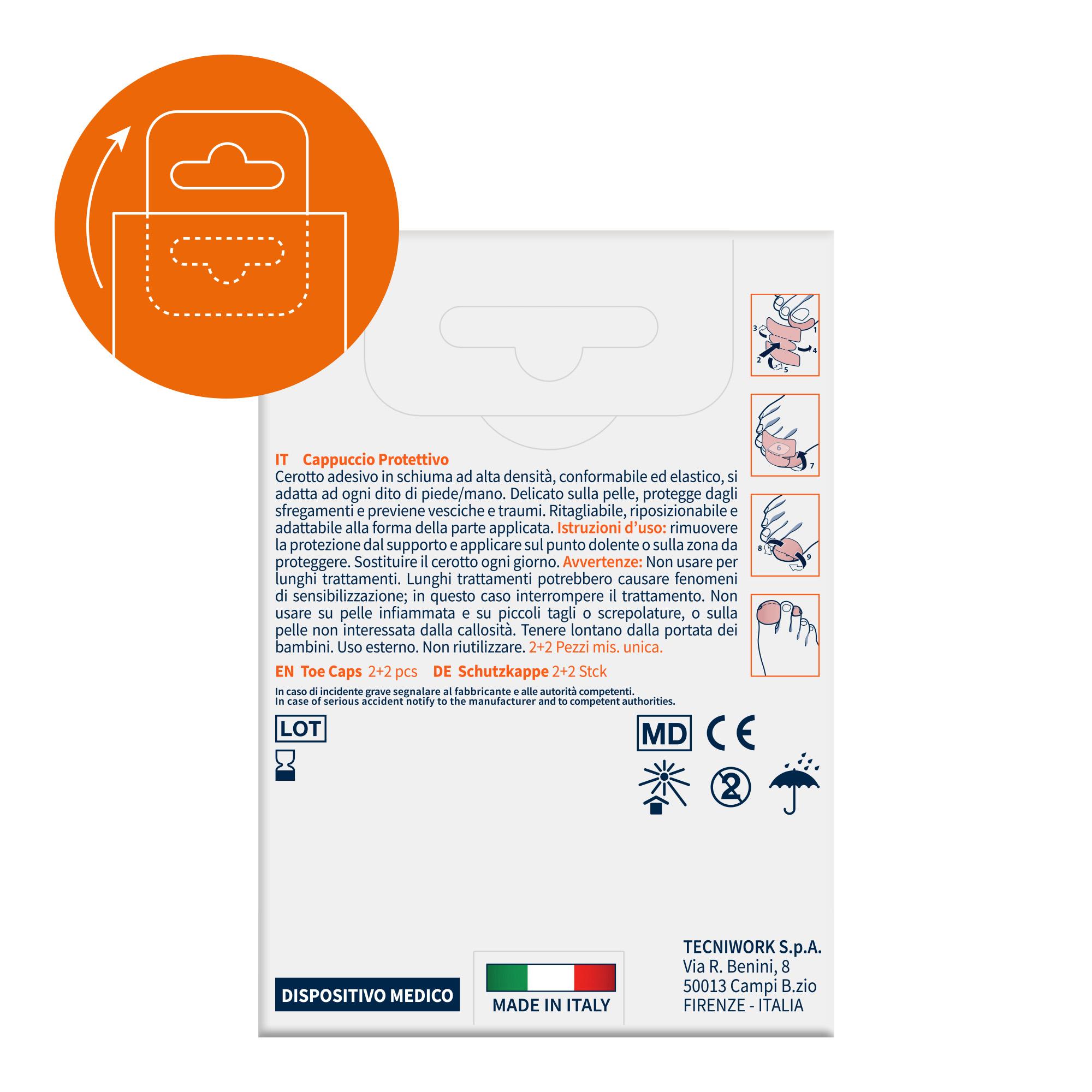 Cappuccio protettivo dita prevenzione per traumi e vesciche 4 pz