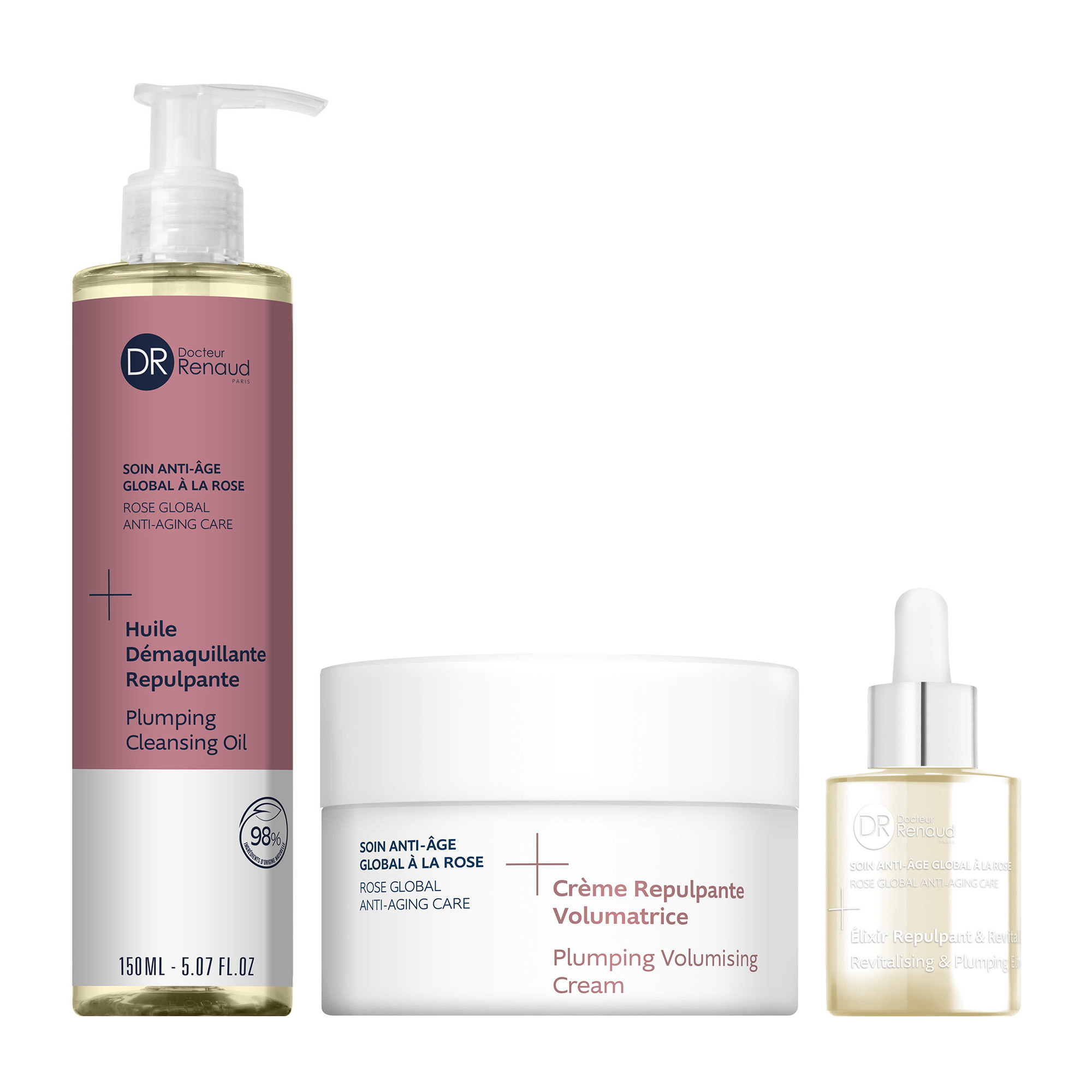 Promozione prodotti linea viso alla Rosa Olio detergente, Crema e Elisir rimpolpante