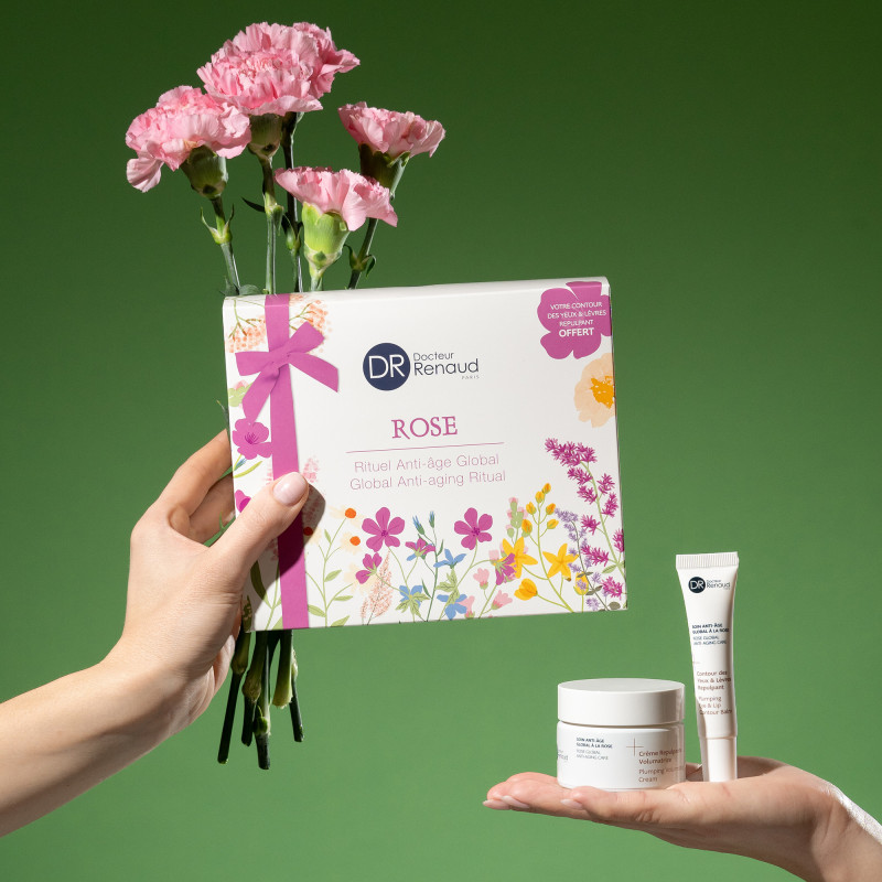 Cofanetto regalo Crema viso e Balsamo contorno occhi e labbra Anti Age alla Rosa