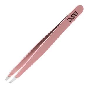 Pinzetta in Acciaio Inox con punta obliqua Rubis colore Rosa
