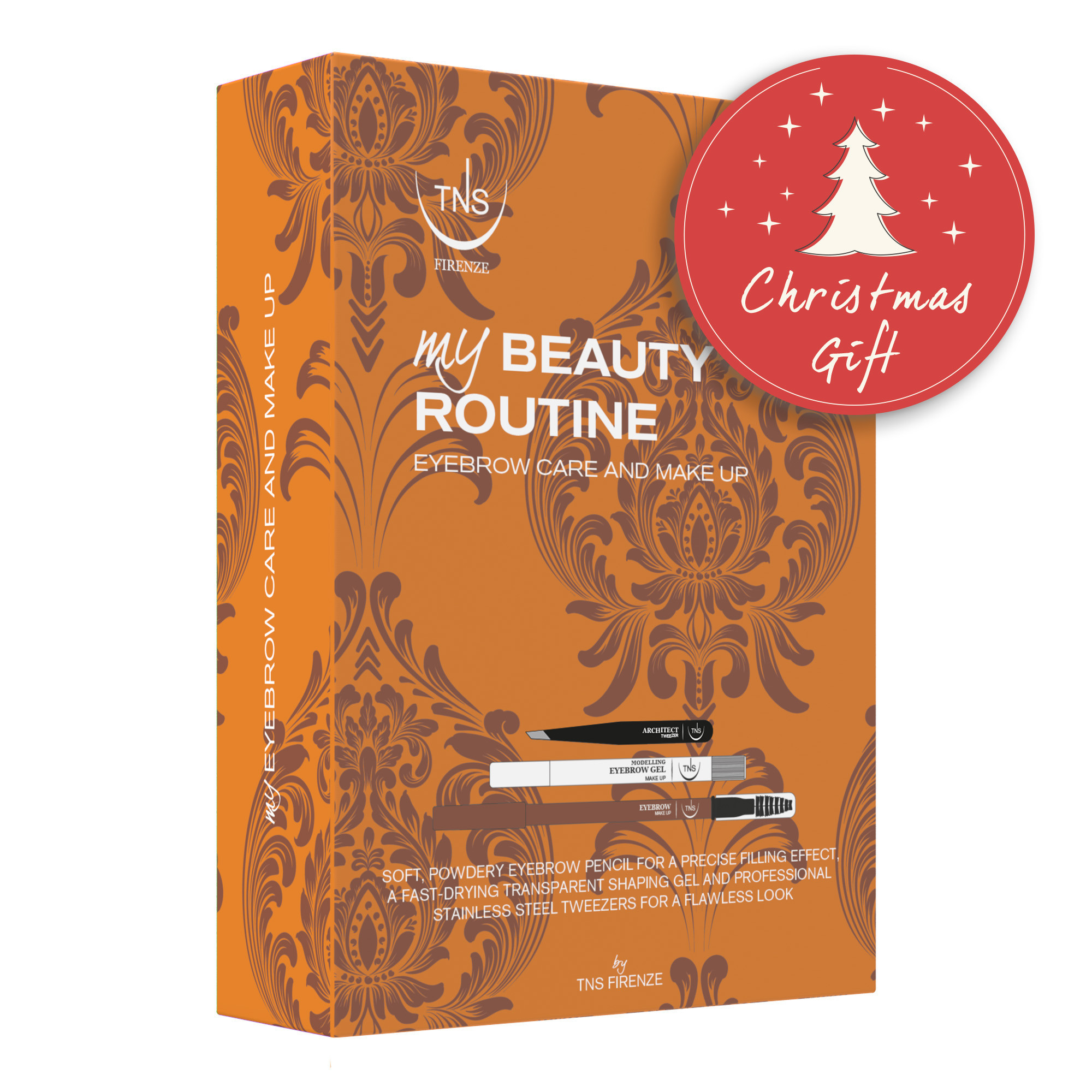 Cofanetto regalo Beauty Gift Gel fissante, Pinzetta, Matita marrone caldo sopracciglia TNS