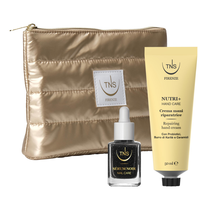Pochette regalo Crema mani Nutri+ e Elisir unghie e cuticole Sérum Noir TNS