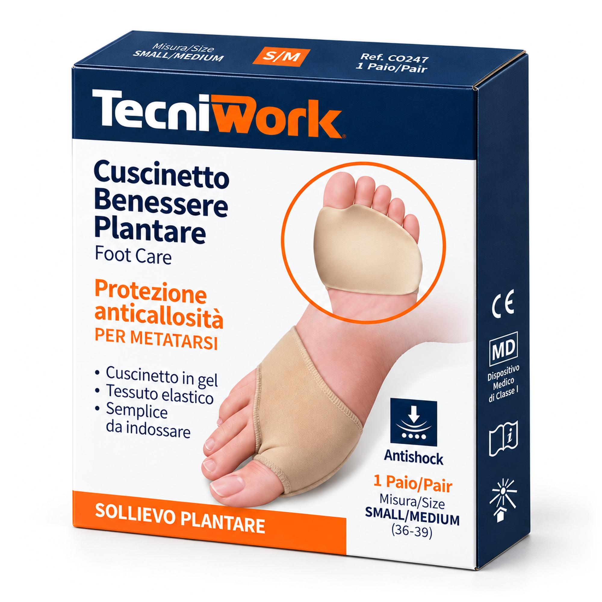 Cuscinetto Benessere Plantare per metatarsi in gel e tessuto elastico Mis. S/M 1 paio